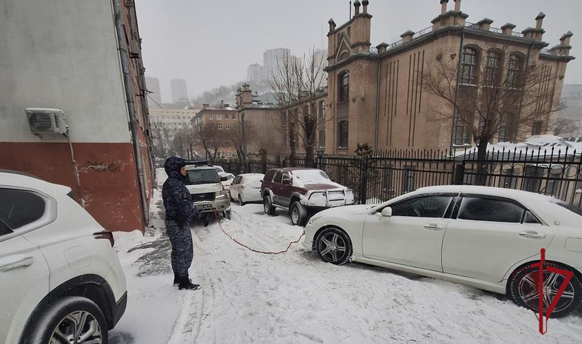 В Приморье росгвардейцы помогли автомобилистам во время снегопада